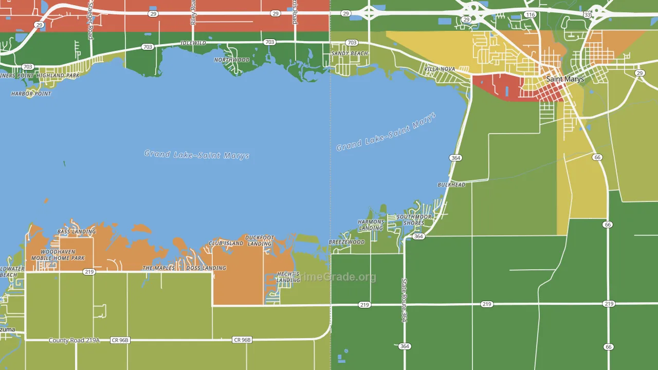 Villa Nova, OH Map of Theft Rates