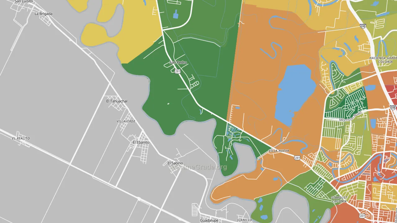 Villa Nueva, TX Map of Theft Rates