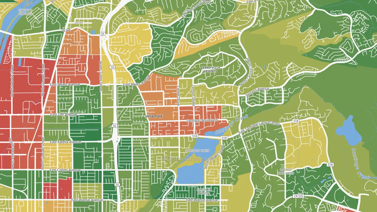 Villa Park, CA Map of Theft Rates