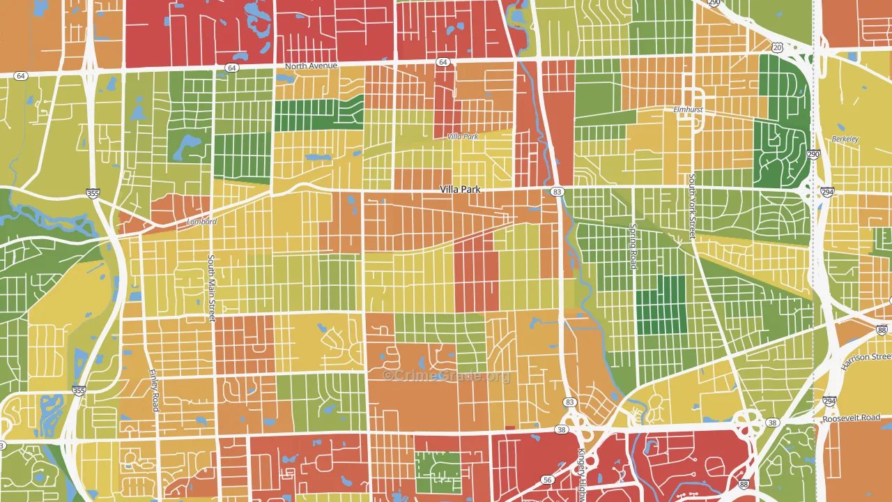 Villa Park, IL Map of Theft Rates