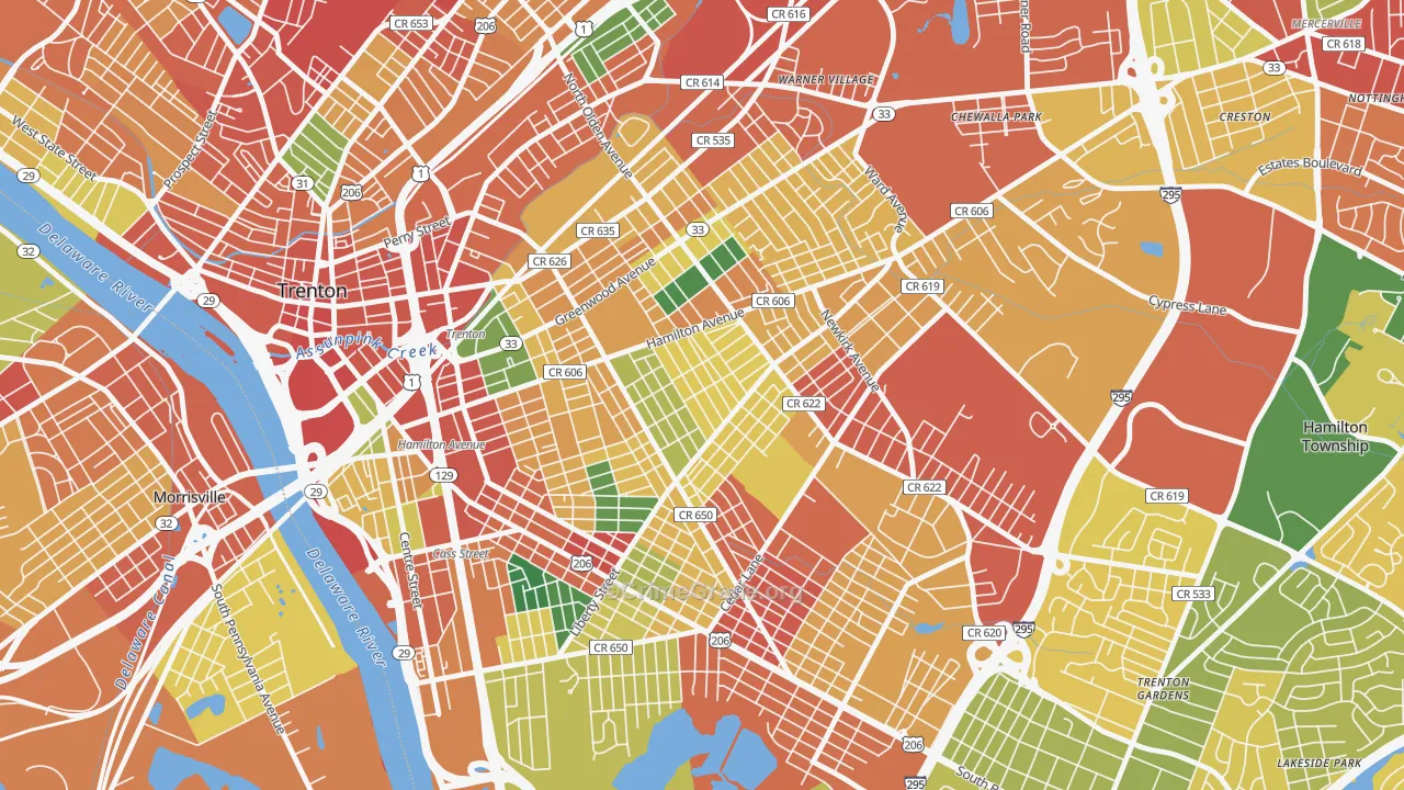 Villa Park, Trenton, NJ Map of Theft Rates