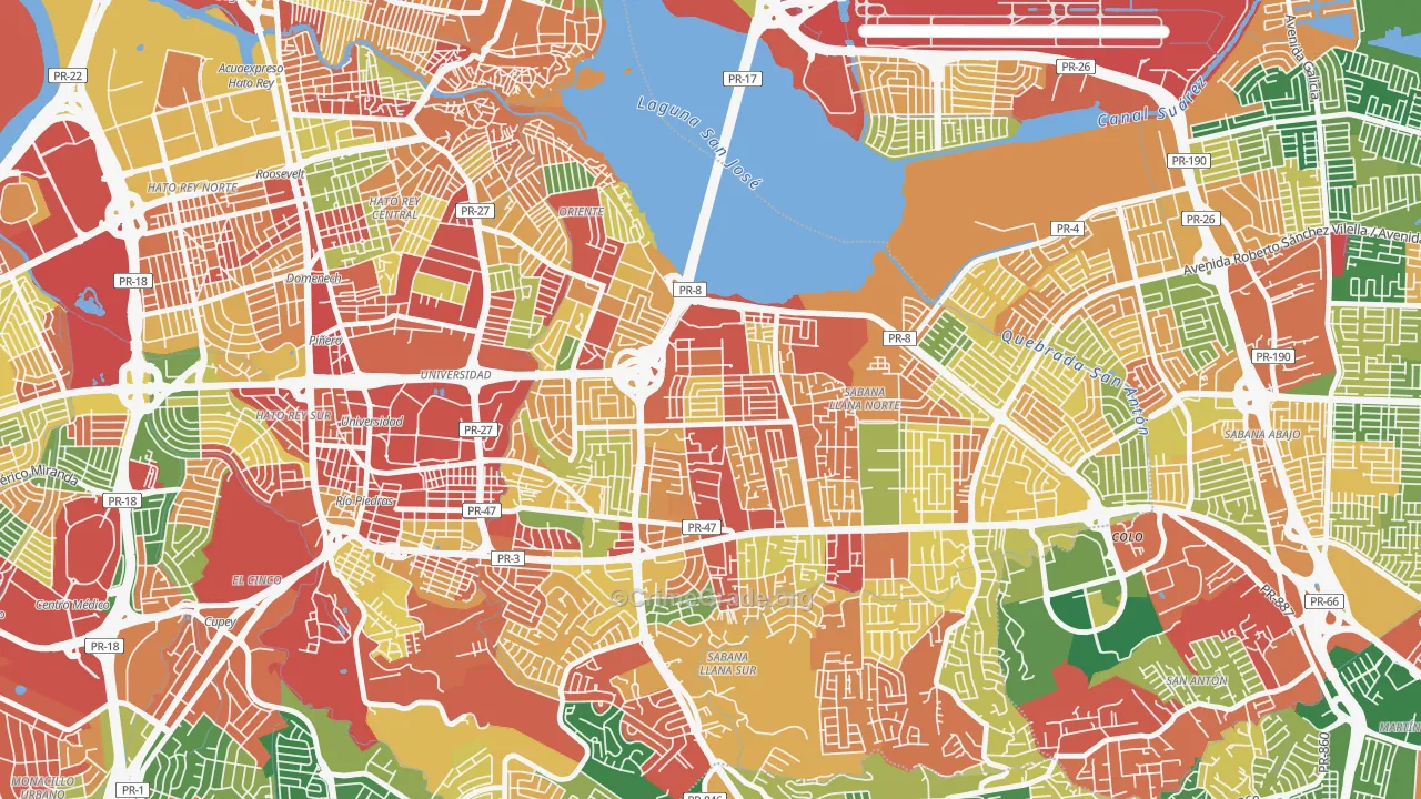 Villa Prades, San Juan, PR Map of Theft Rates