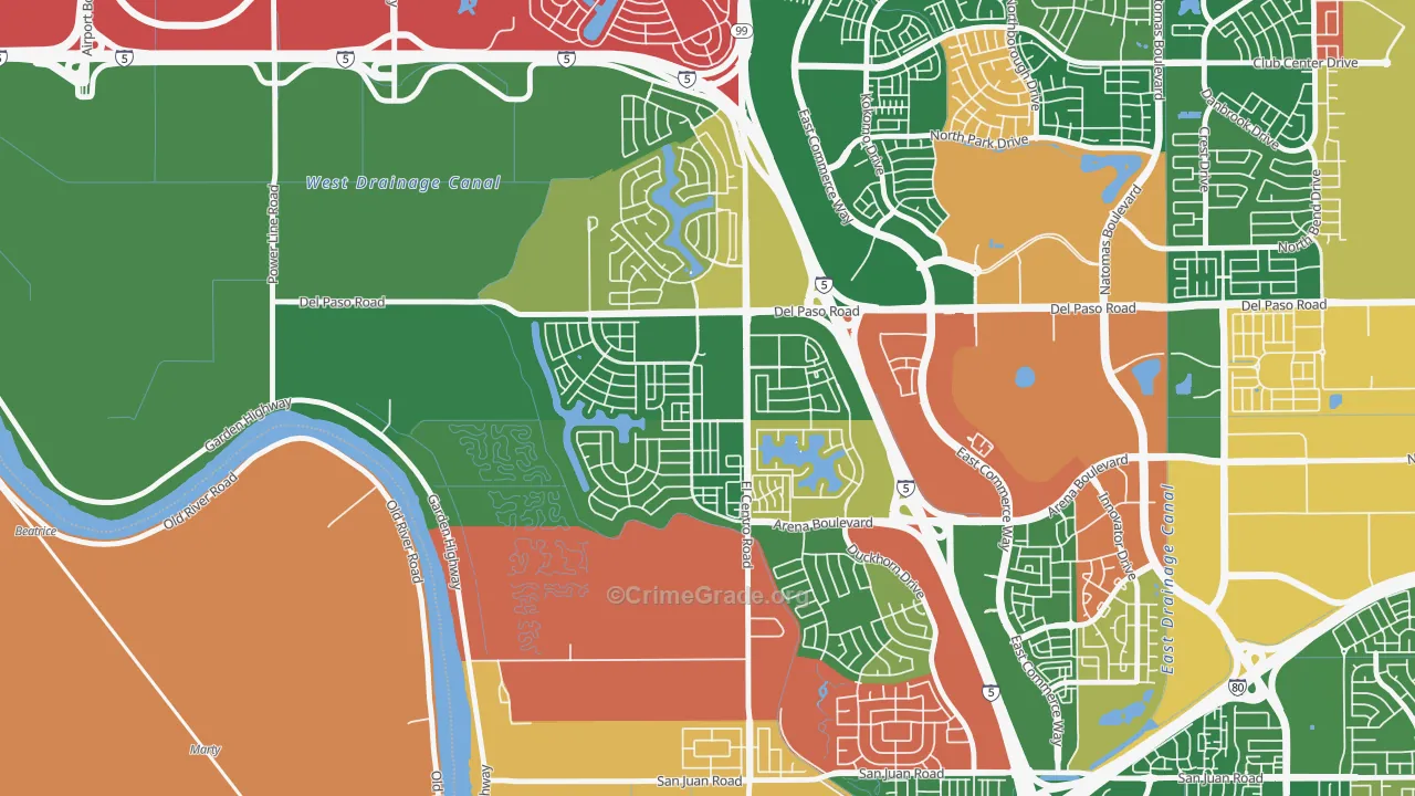 Village 2, Sacramento, CA Map of Theft Rates