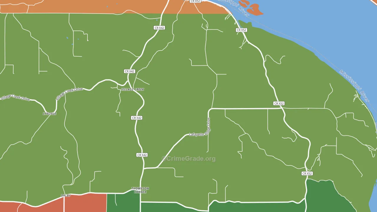 Village Creek, IA Map of Theft Rates