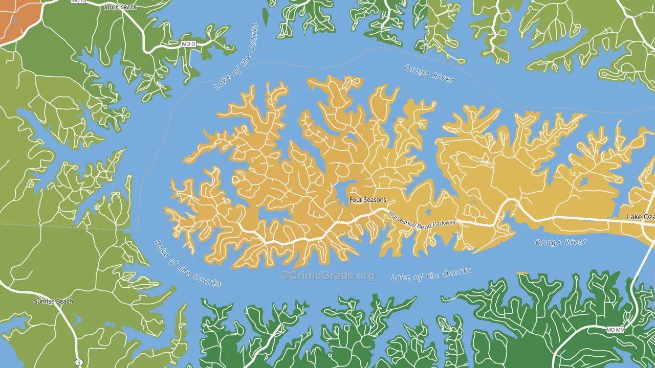 Village of Four Seasons, MO Map of Theft Rates