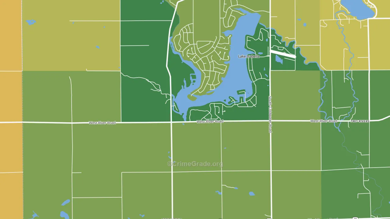 Village of Lake Isabella, MI Map of Theft Rates