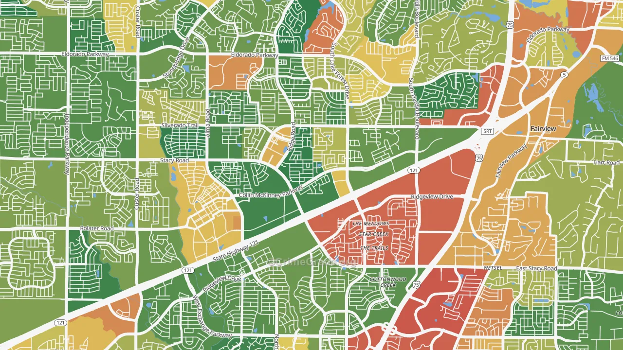 Village Park, McKinney, TX Map of Theft Rates
