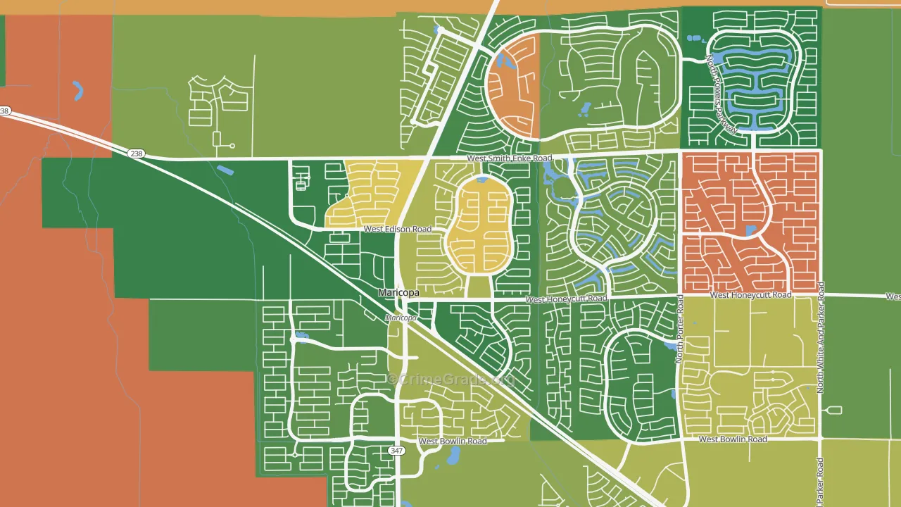 Villages at Rancho El Dorado, Silver Bell, AZ Map of Theft Rates