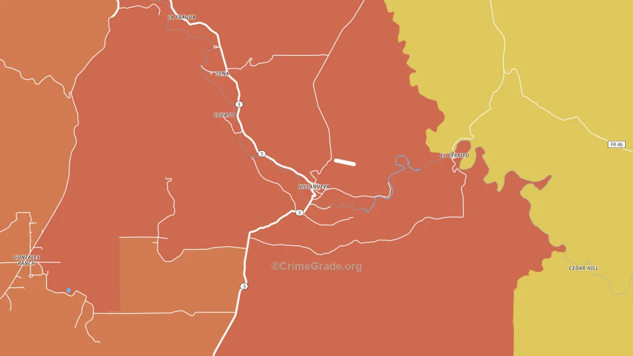 Villanueva, NM Map of Theft Rates