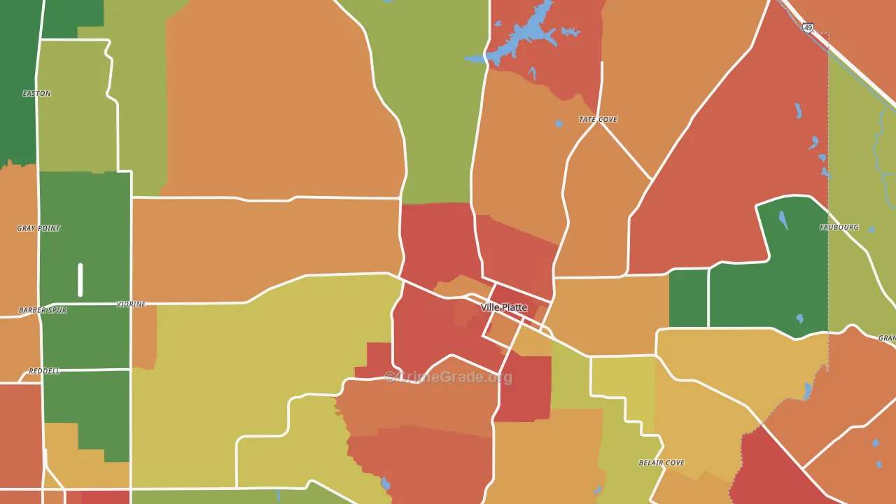 Ville Platte, LA Map of Theft Rates