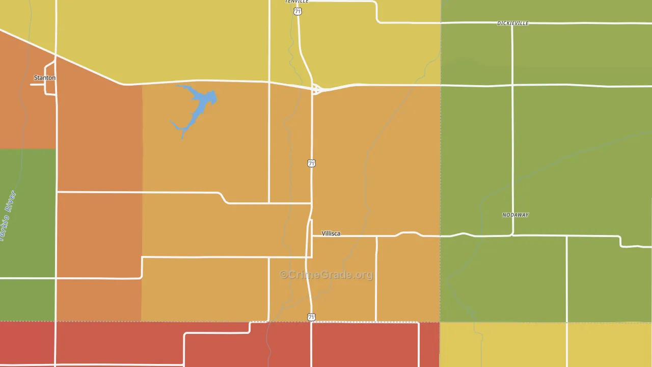 Villisca, IA Map of Theft Rates