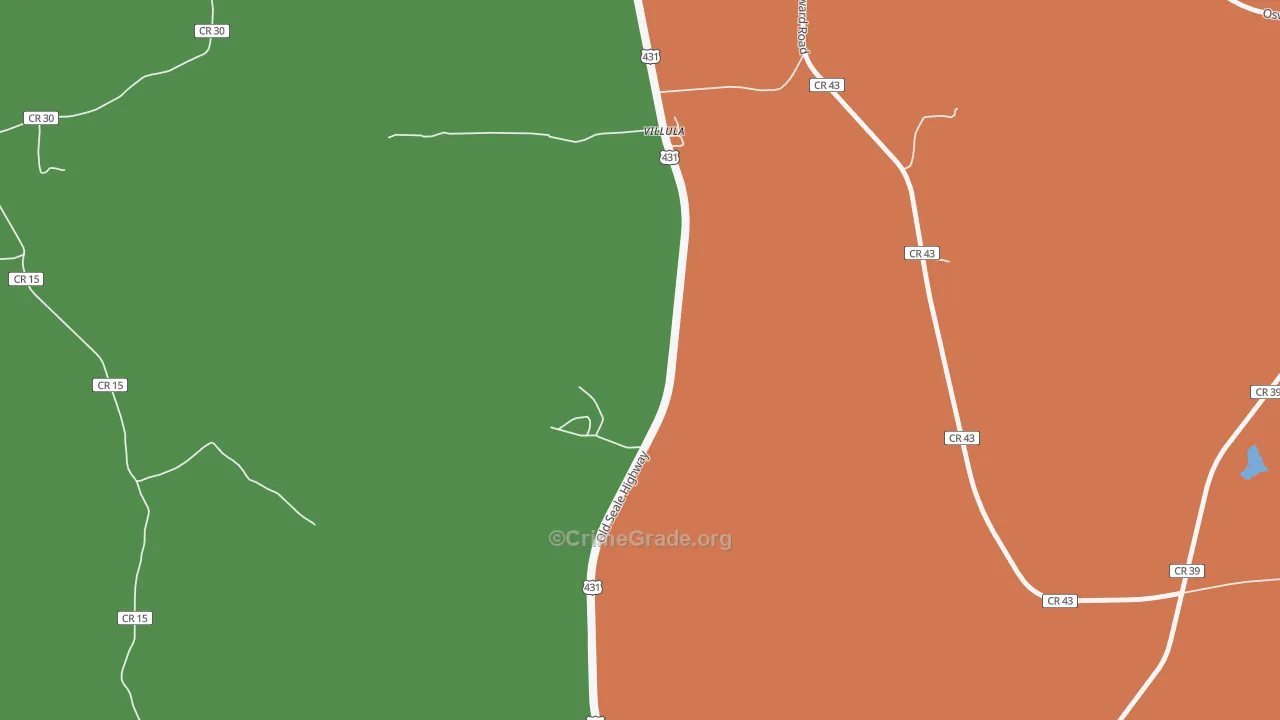 Villula, AL Map of Theft Rates