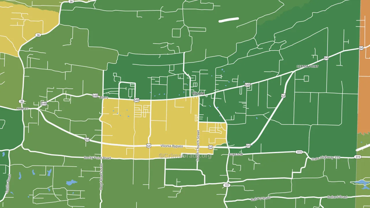 Vilonia, AR Map of Theft Rates