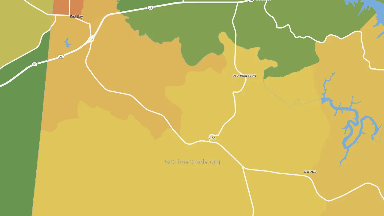 Vina, AL Map of Theft Rates