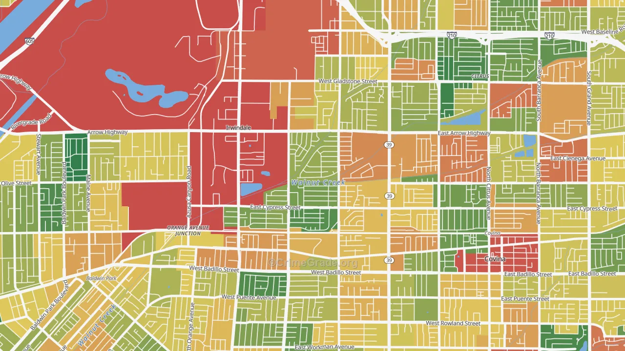Vincent, CA Map of Theft Rates