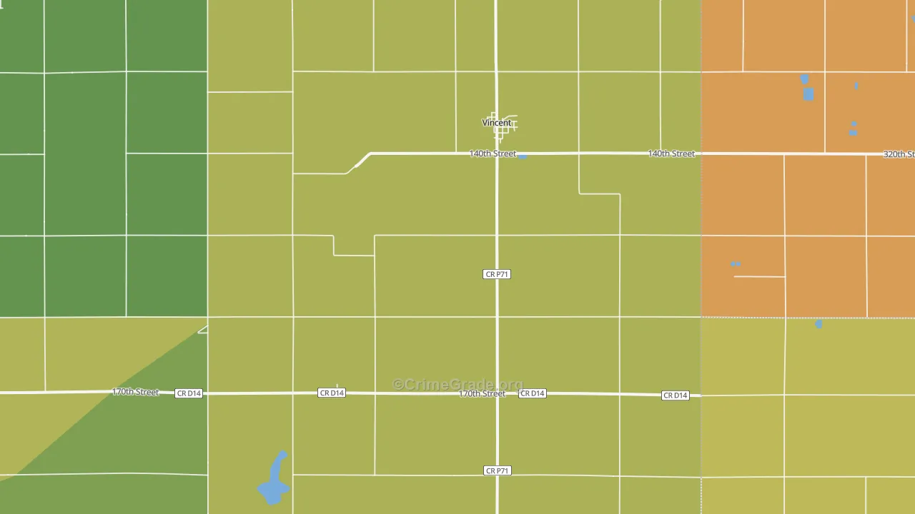 Vincent, IA Map of Theft Rates