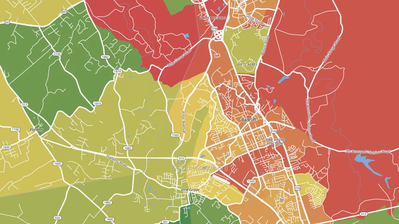 Vine Grove Junction, KY Map of Theft Rates