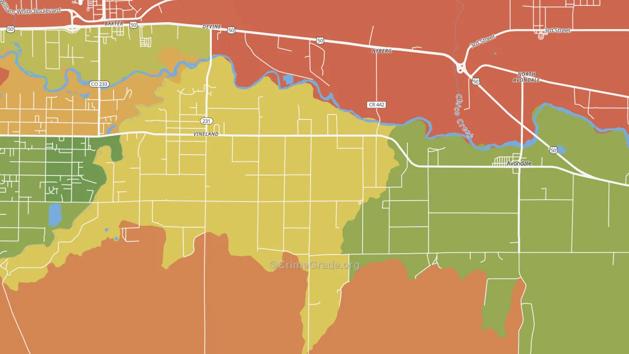 Vineland, CO Map of Theft Rates