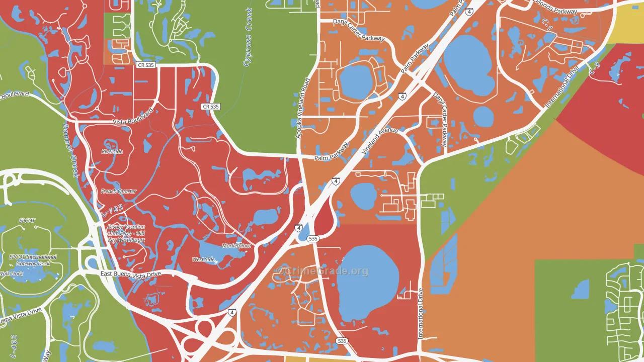 Vineland, FL Map of Theft Rates