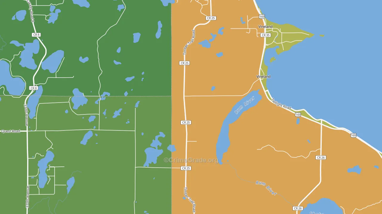 Vineland, MN Map of Theft Rates