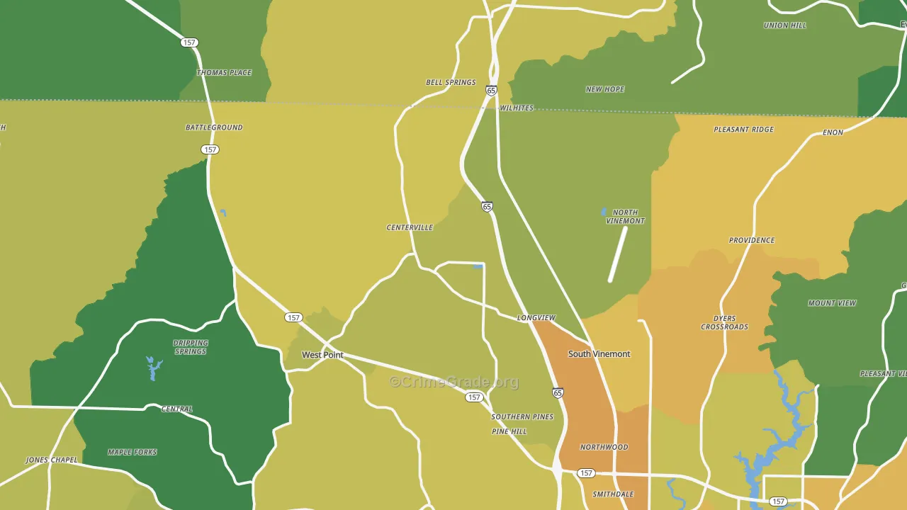 Vinemont, AL Map of Theft Rates