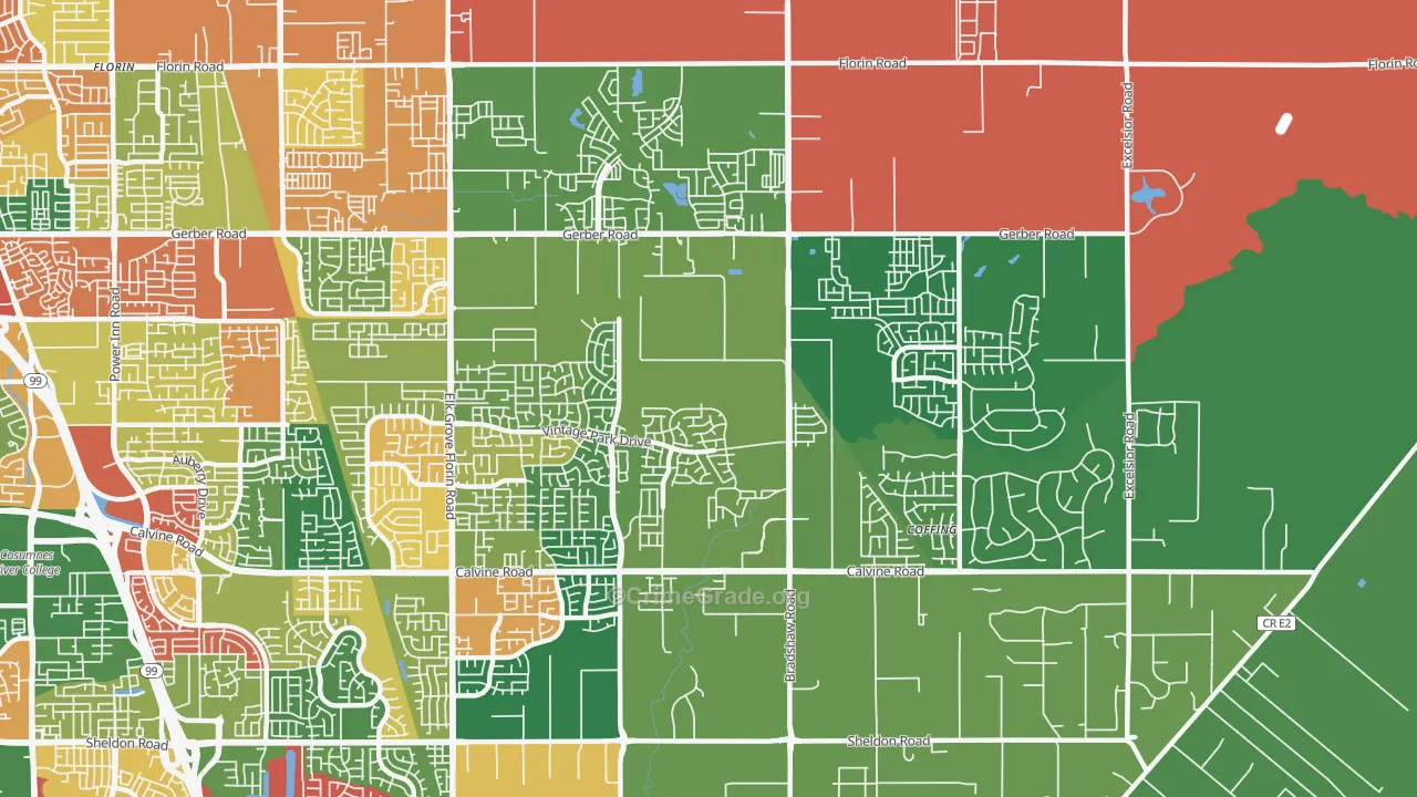 Vineyard, CA Map of Theft Rates