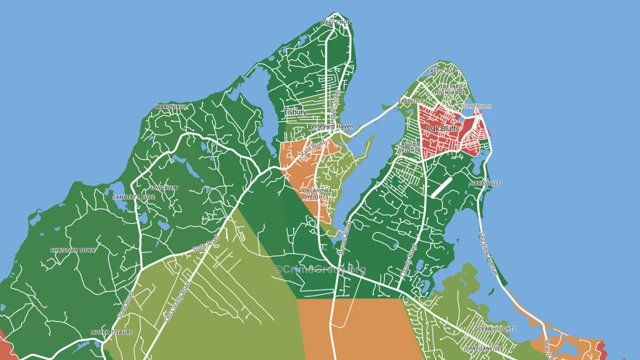 Vineyard Haven, MA Map of Theft Rates