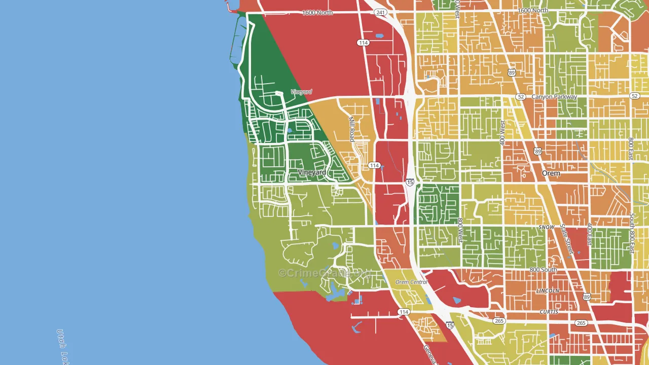 Vineyard, UT Map of Theft Rates