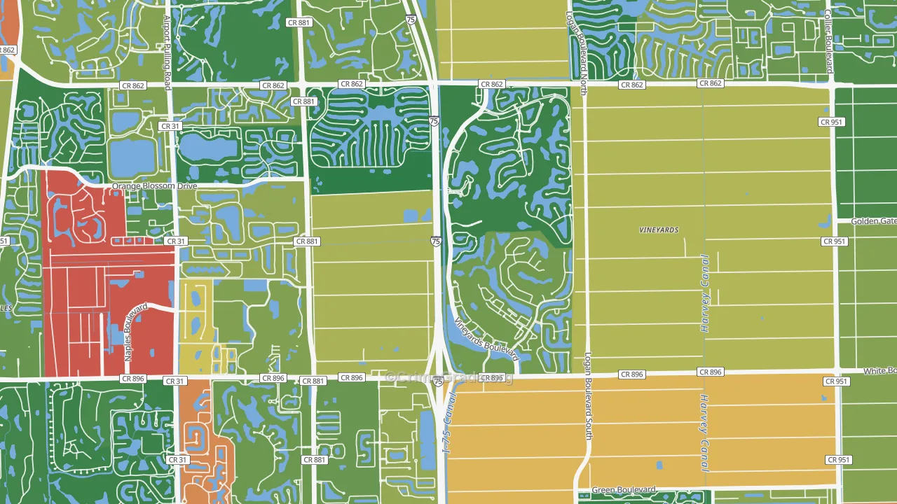 Vineyards, Naples, FL Map of Theft Rates
