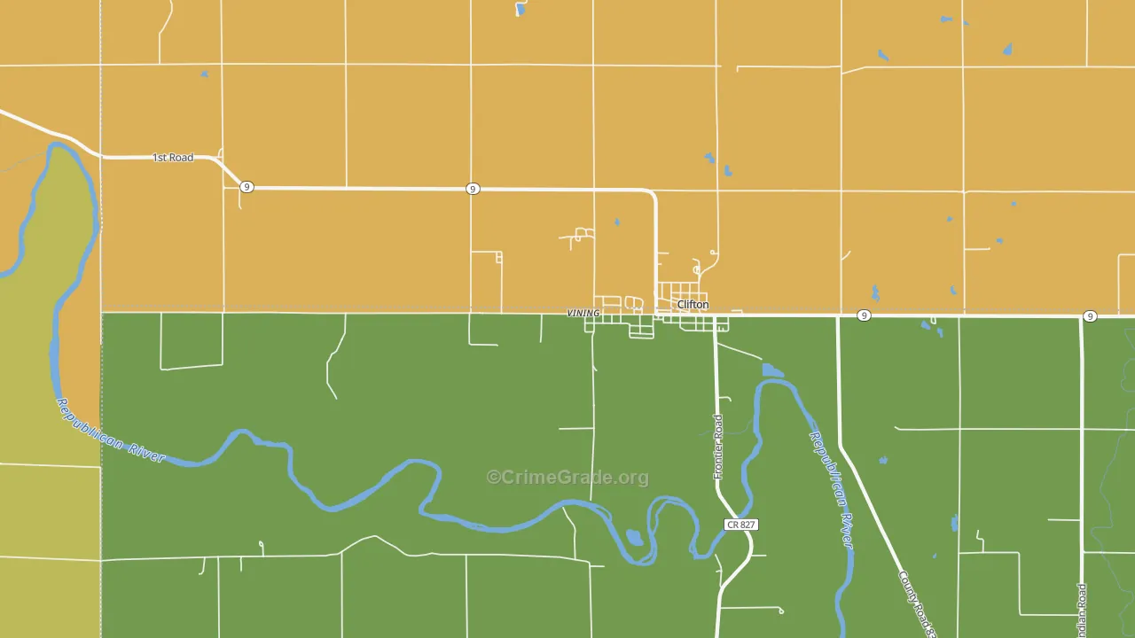 Vining, KS Map of Theft Rates
