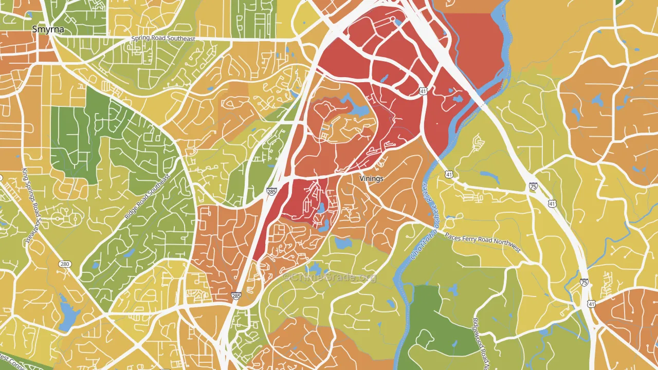 Vinings, GA Map of Theft Rates