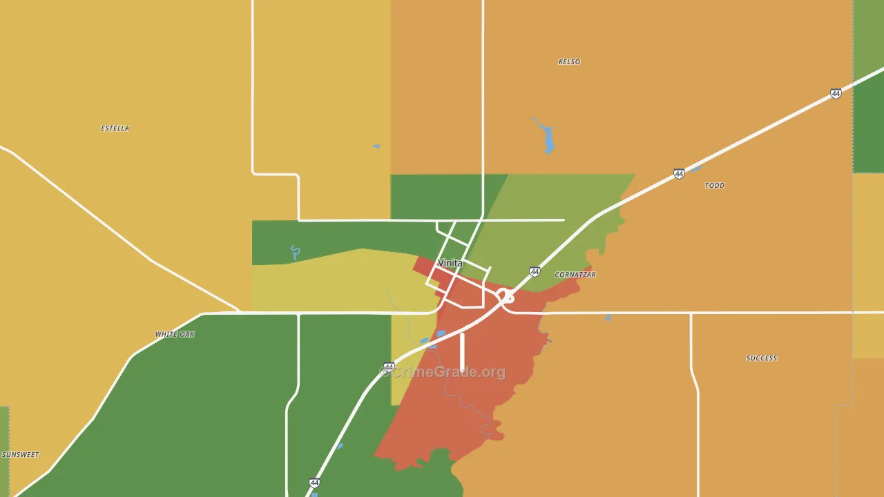 Vinita, OK Map of Theft Rates