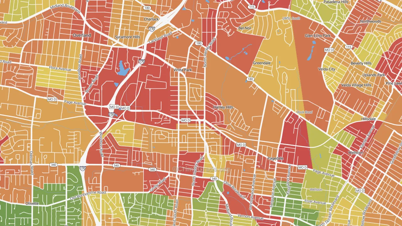 Vinita Terrace, MO Map of Theft Rates