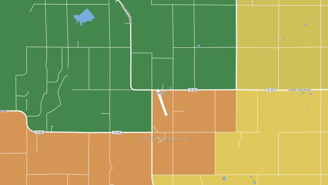 Vinland, KS Map of Theft Rates