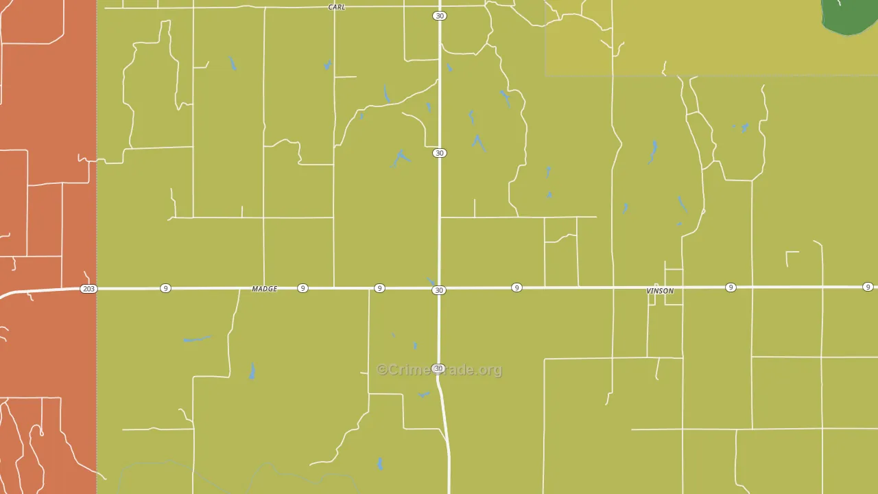 Vinson, OK Map of Theft Rates