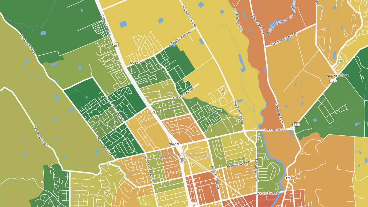 Vintage, Napa, CA Map of Theft Rates