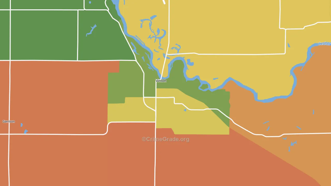 Vinton, IA Map of Theft Rates