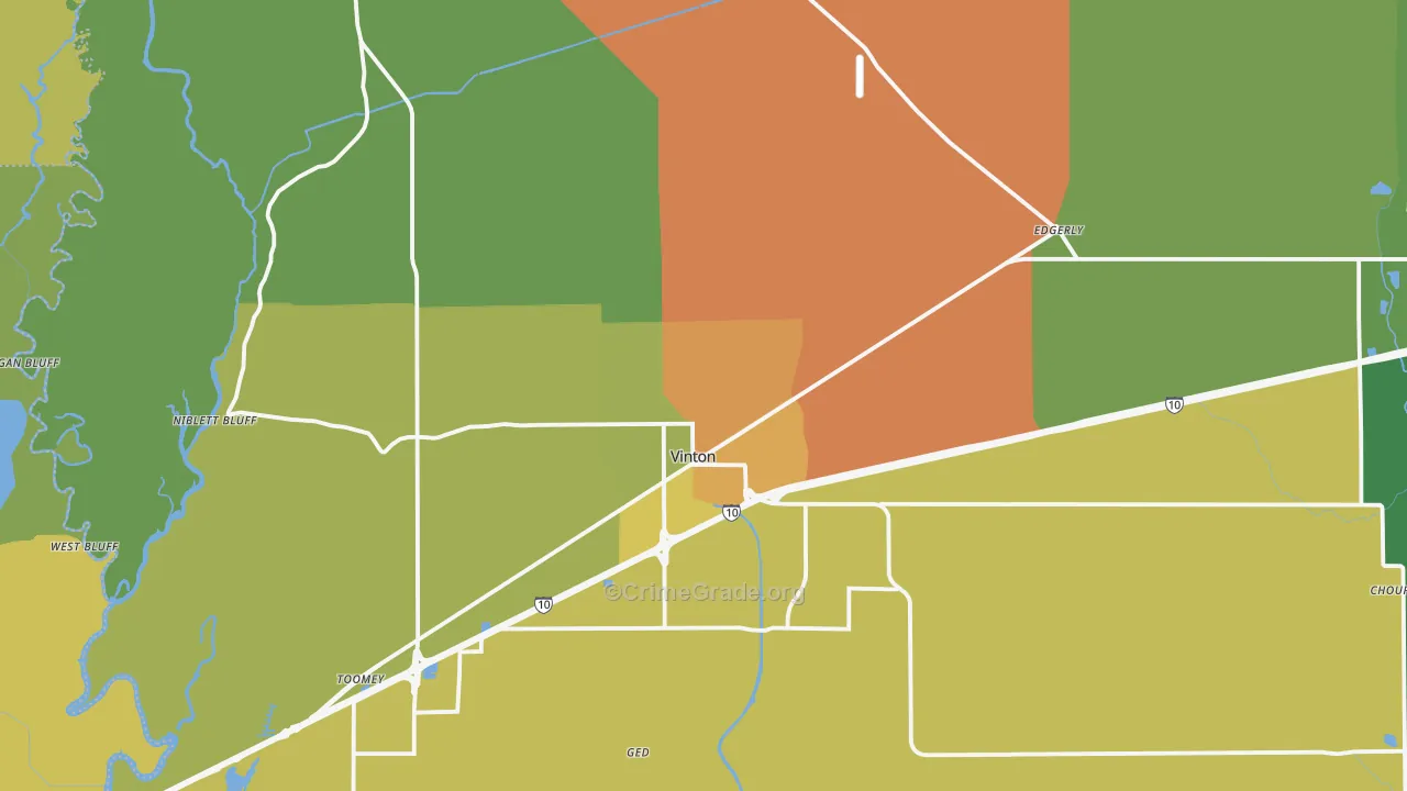 Vinton, LA Map of Theft Rates
