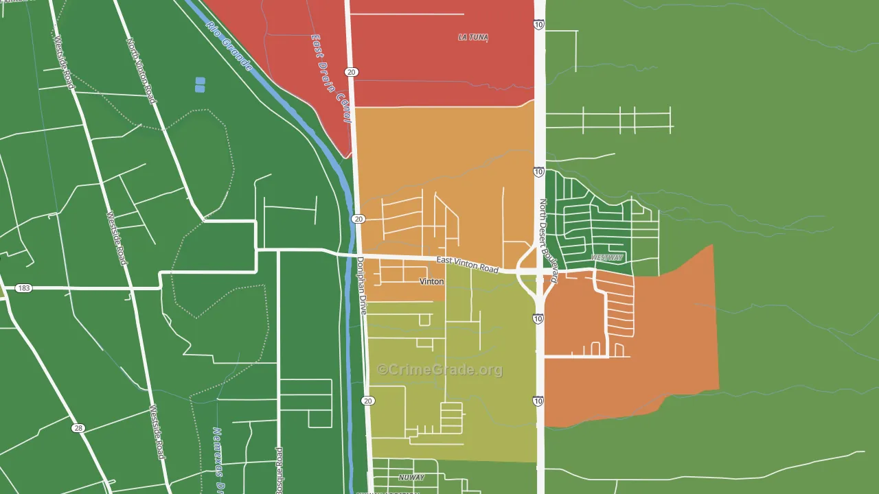 Vinton, TX Map of Theft Rates