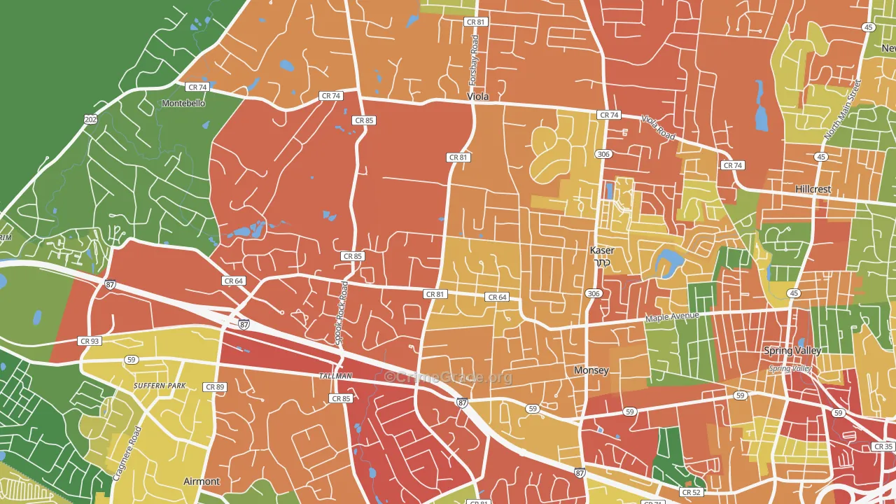 Viola, Monsey, NY Map of Theft Rates