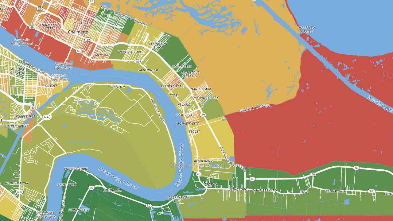 Violet, LA Map of Theft Rates