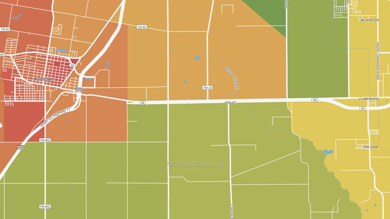 Violet, TX Map of Theft Rates