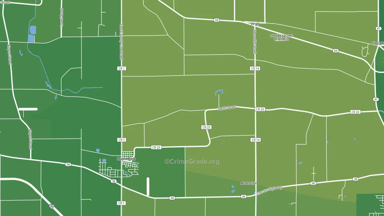 Virgil, IL Map of Theft Rates