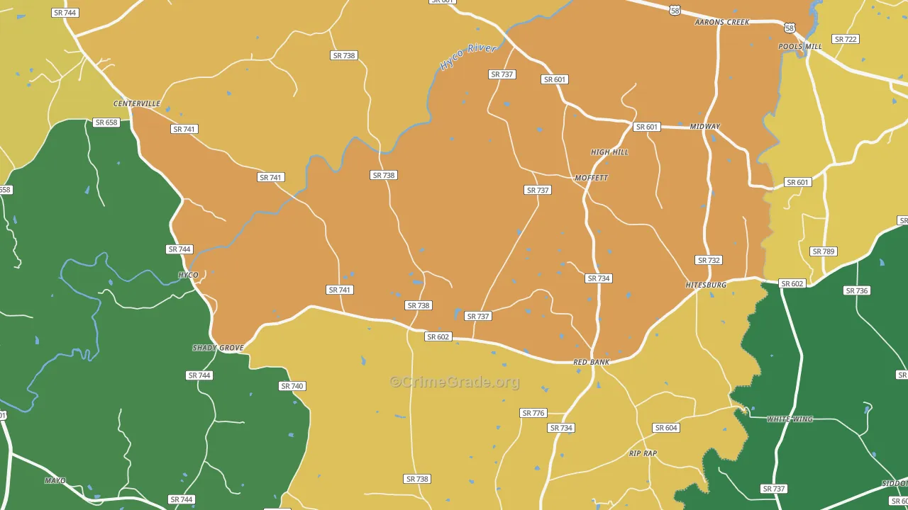 Virgilina, VA Map of Theft Rates