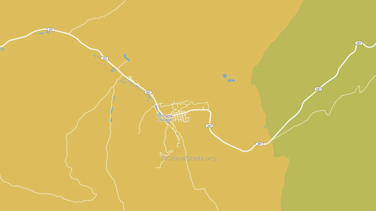 Virginia City, MT Map of Theft Rates