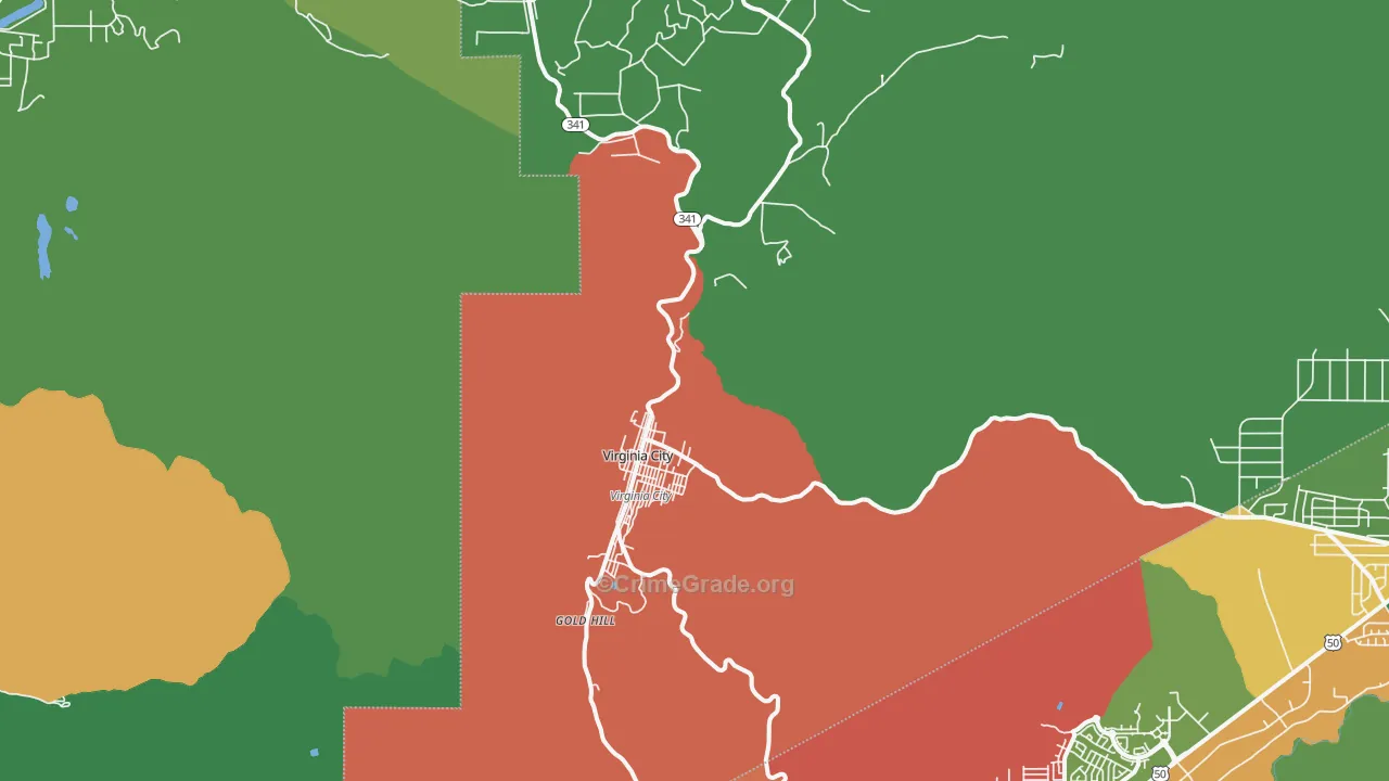Virginia City, NV Map of Theft Rates