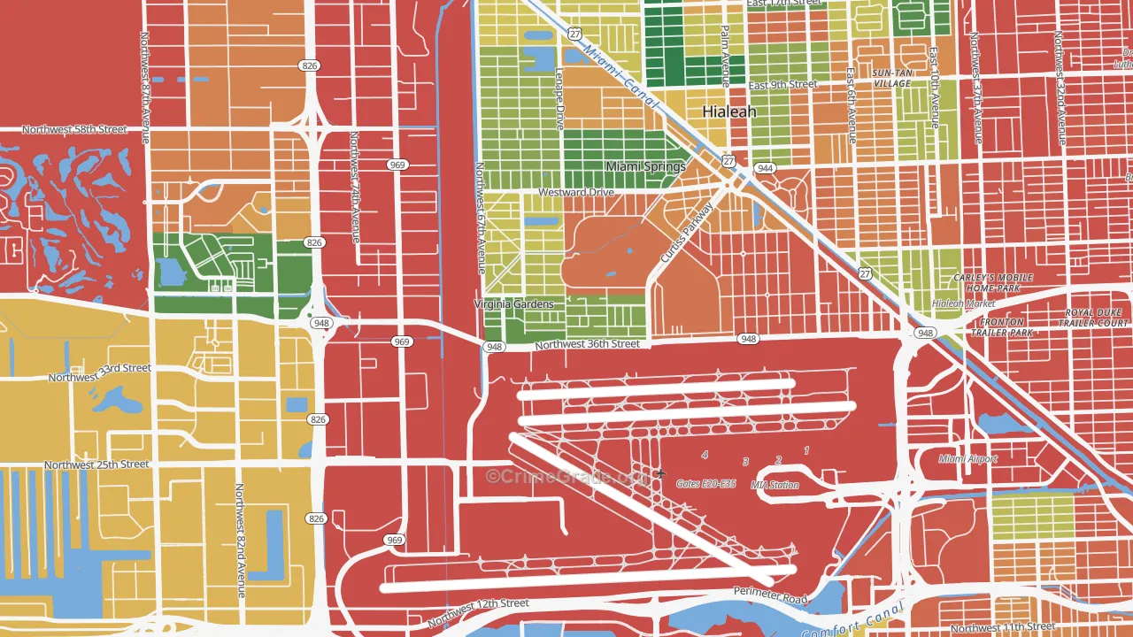Virginia Gardens, FL Map of Theft Rates