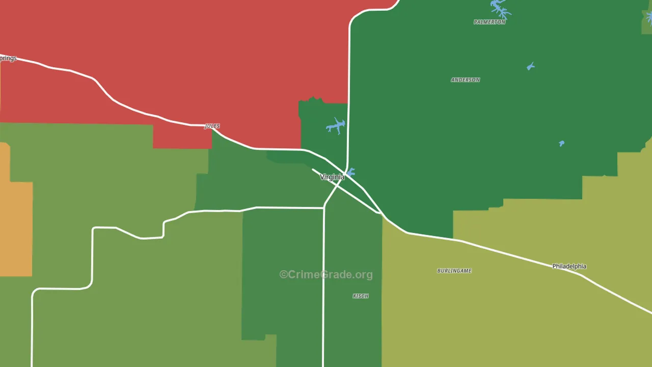 Virginia, IL Map of Theft Rates