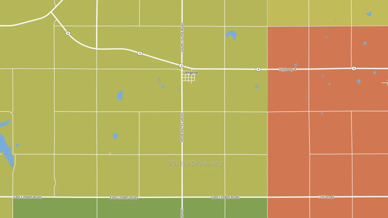 Virginia, NE Map of Theft Rates