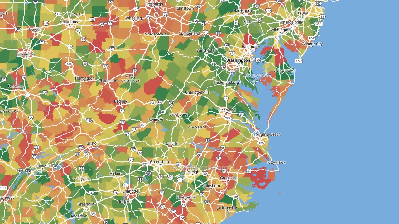 Virginia Map of Theft Rates